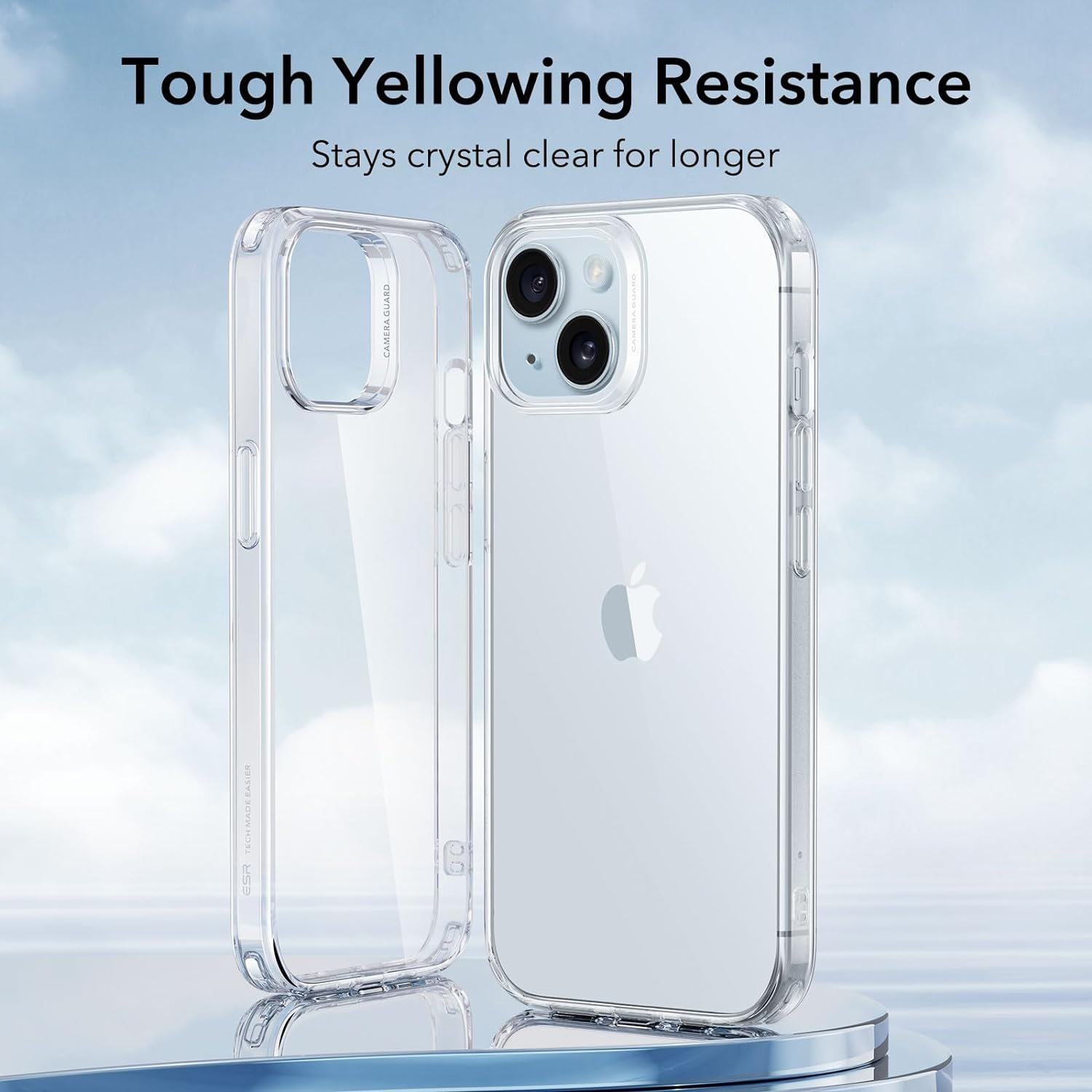 Transparente iPhone-Hülle, zwei Hüllen werden angezeigt. Eine im Telefon, eine daneben.