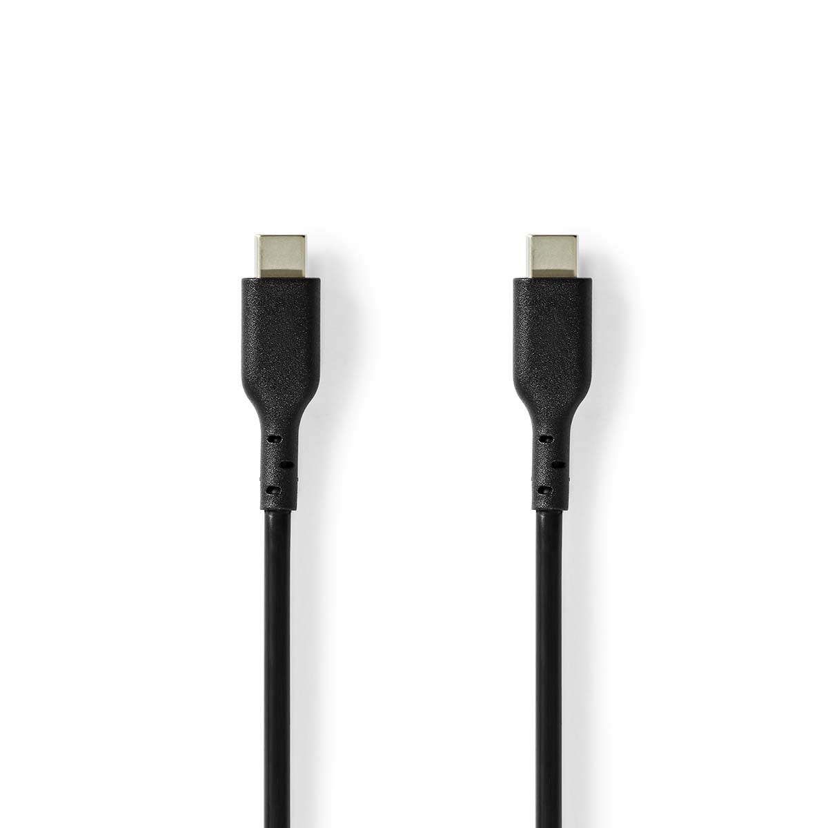 Two black USB-C cables on a white background. The connectors are visible.