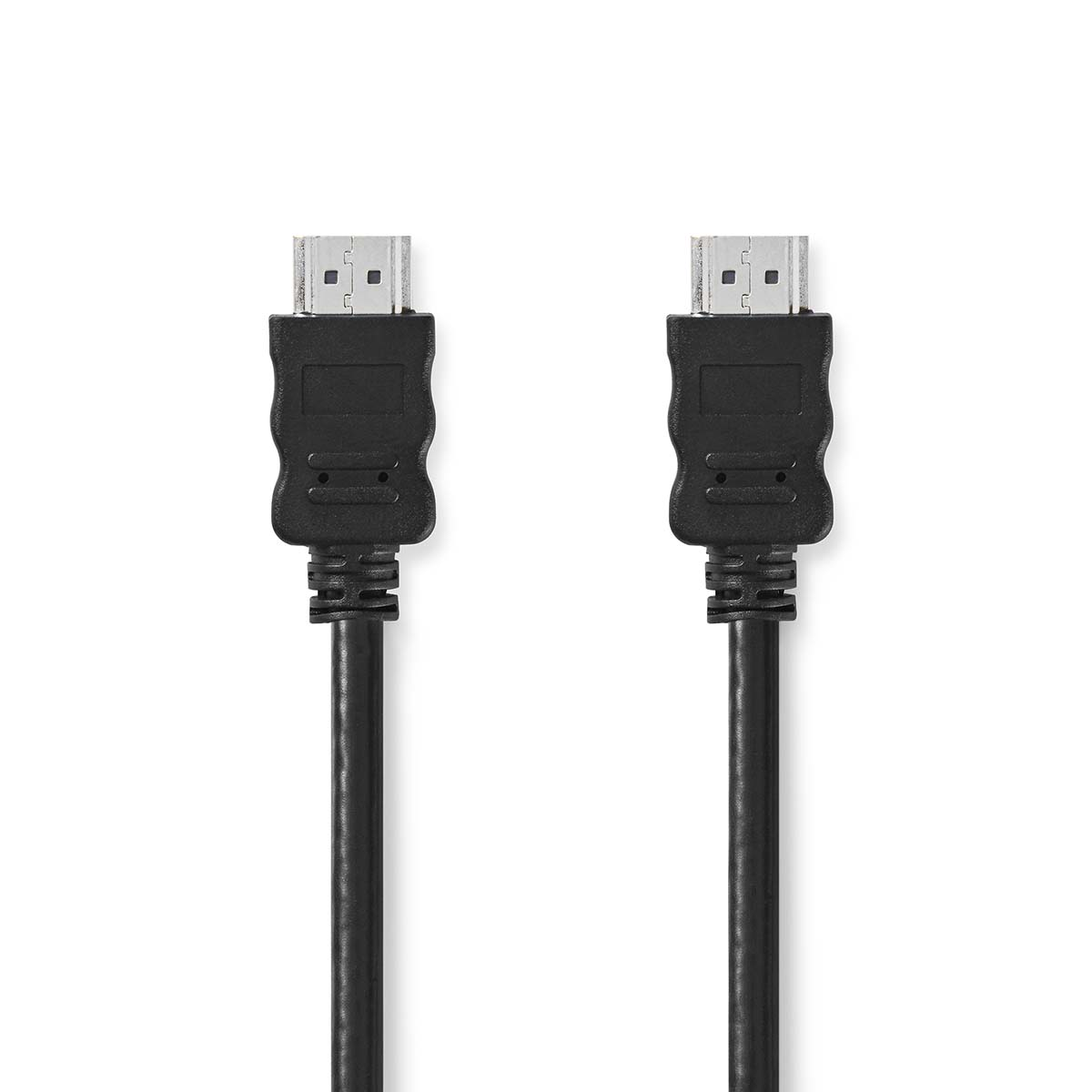 Twee zwarte HDMI-kabels tegen een witte achtergrond.
