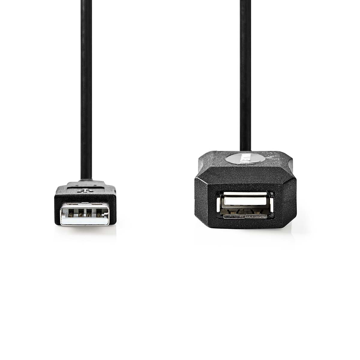 Dwa czarne kable USB, jeden z USB-A i jeden ze złączem USB-A hub.