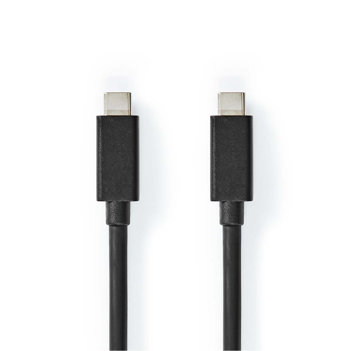 Zwei schwarze USB-C-Kabel auf weißem Hintergrund.