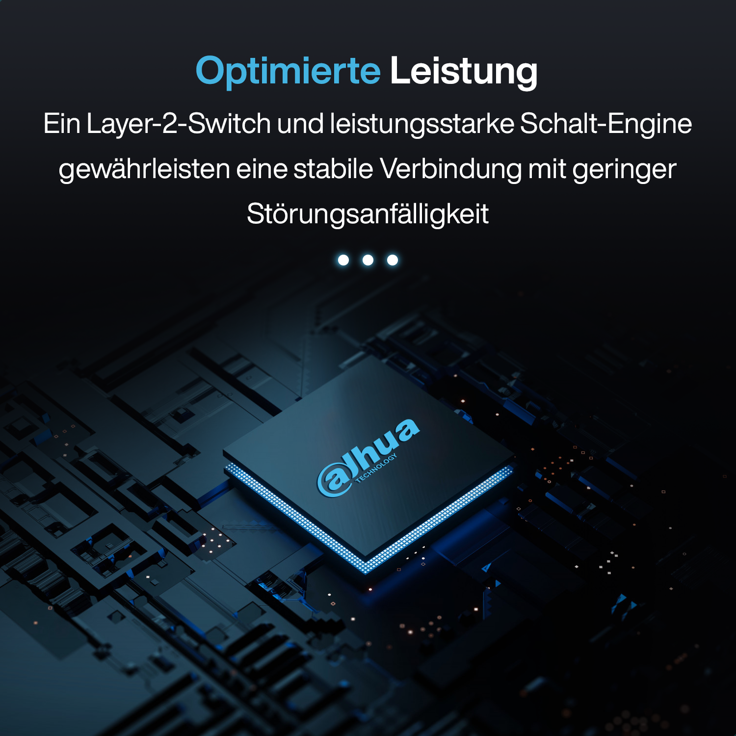 Un circuito stampato blu con il logo 'dhua technology'.