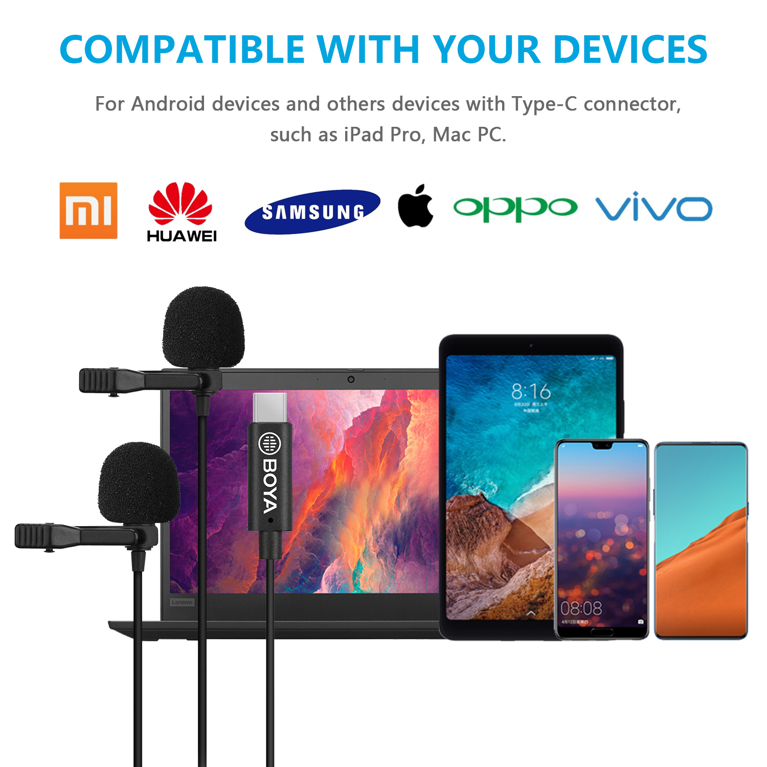 Un'immagine promozionale con vari dispositivi elettronici e il testo: compatibile con i tuoi dispositivi.