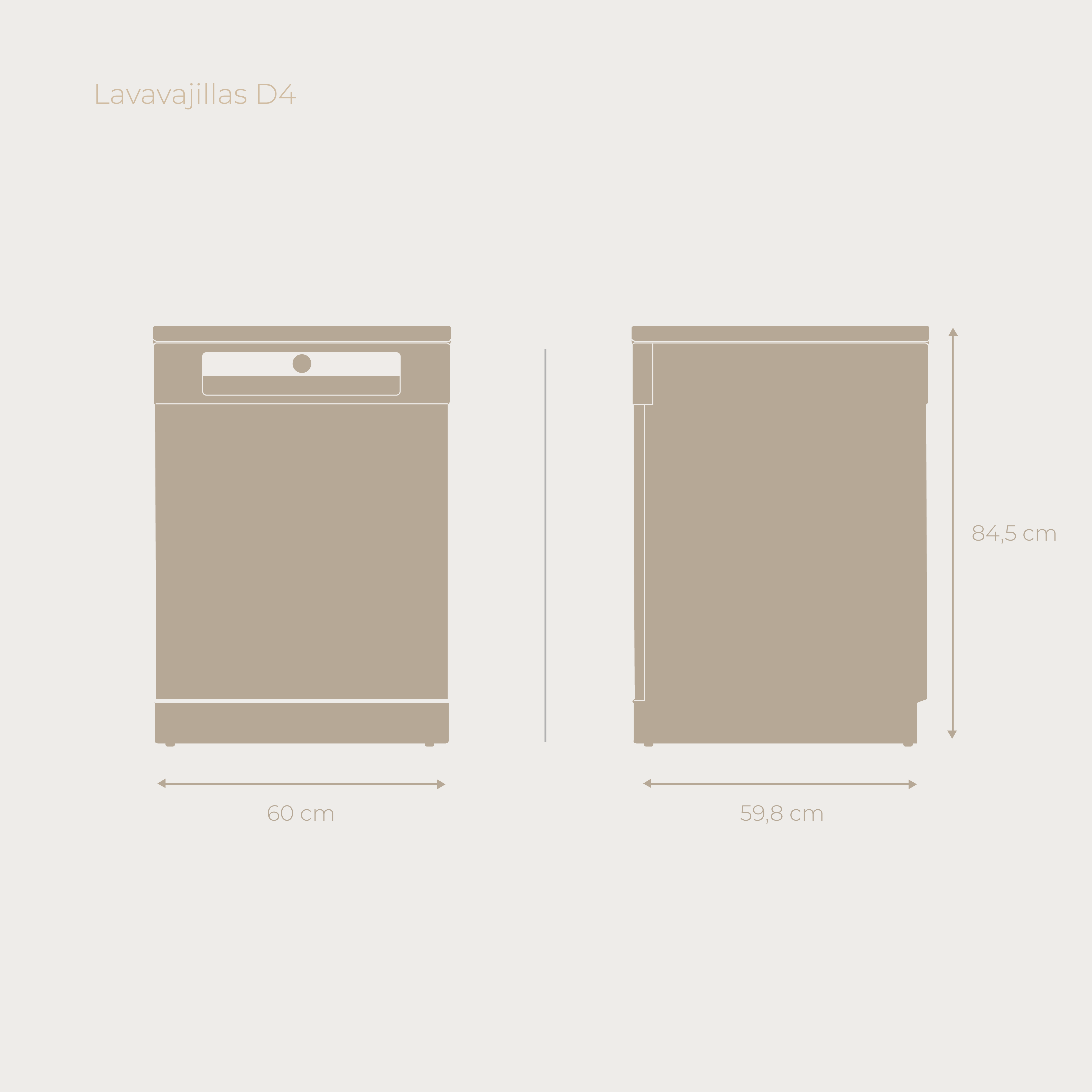 Schemat zmywarki, pokazujący wymiary w centymetrach (60x59,8 cm).