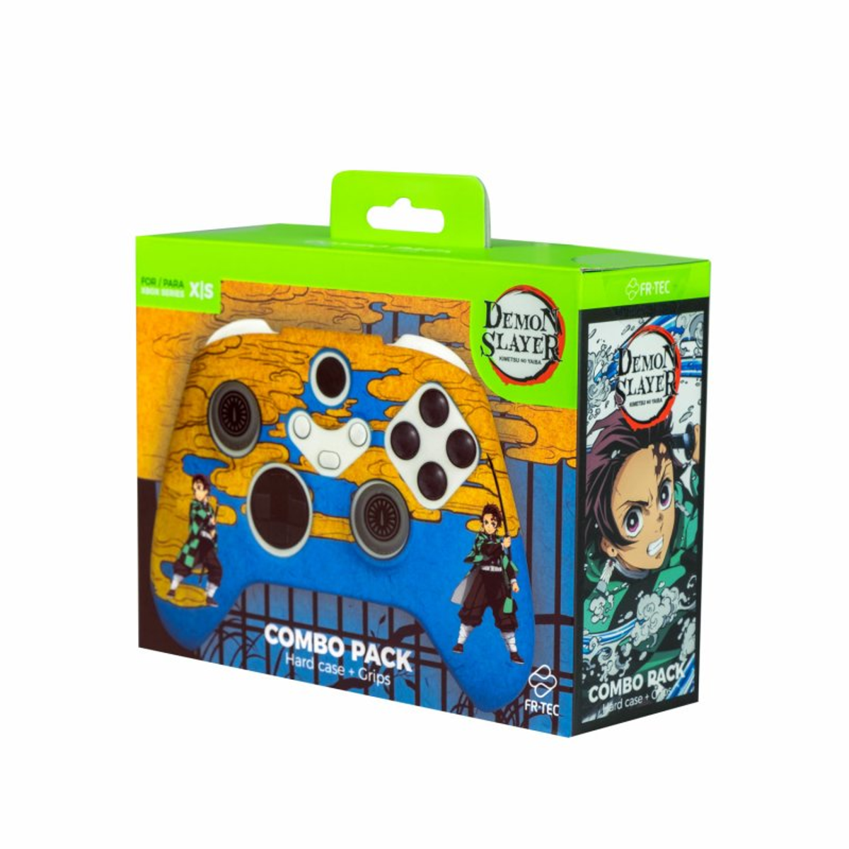 Una scatola dai colori vivaci con un design di controller per videogiochi e personaggi anime.