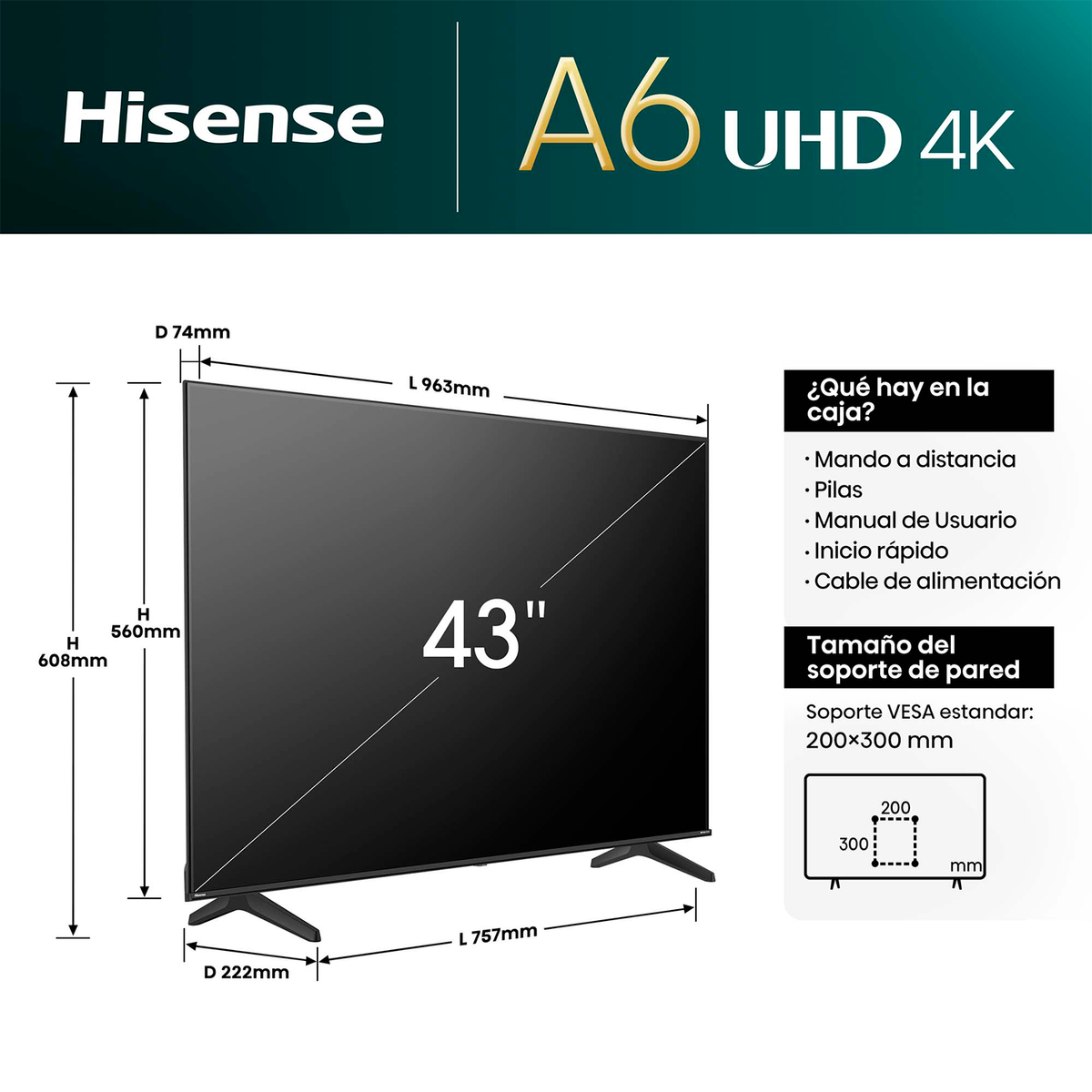 HISENSE 85 A 6 N TV LED (Flat, 85 " / 215 cm, UHD 4K, Smart TV)