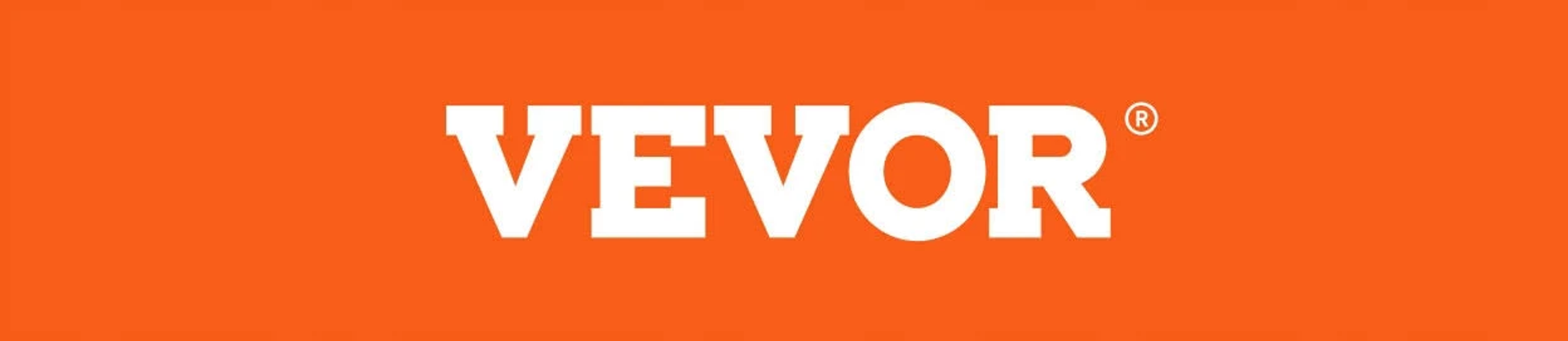 Fondo naranja con el texto blanco de la marca "VEVOR".