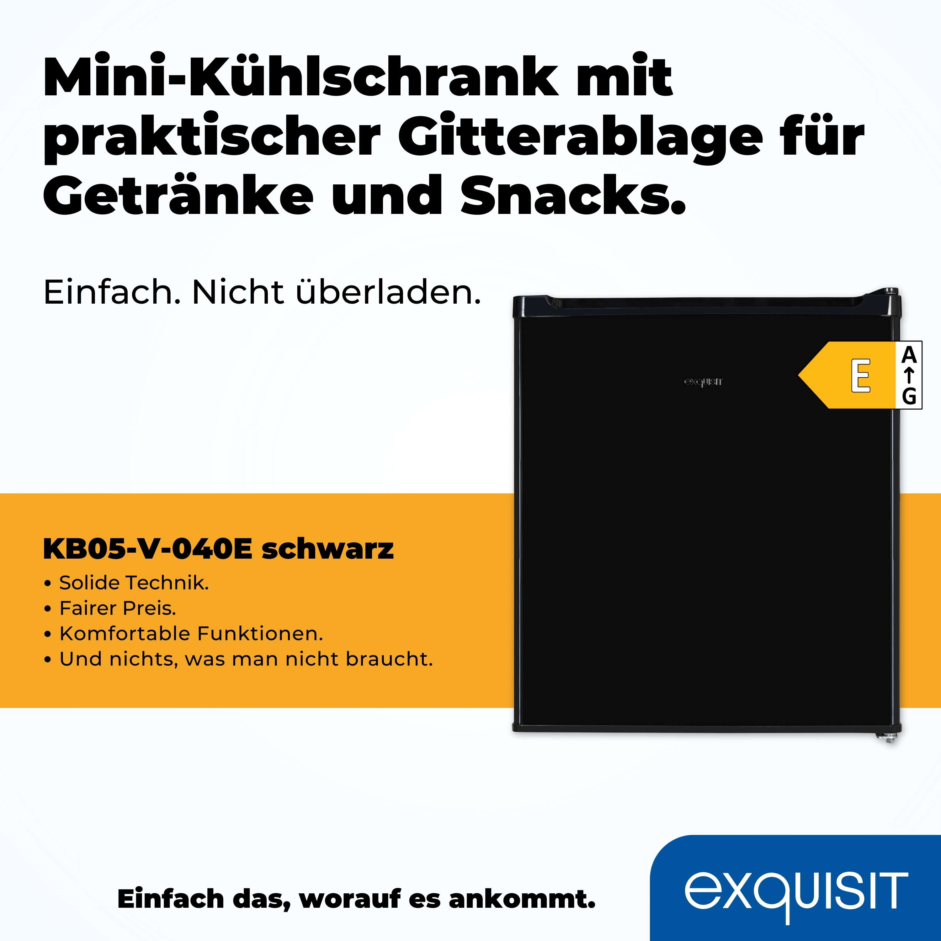 Ein schwarzer Mini-Kühlschrank mit schwarzer Tür und weißem Innenraum, Produktdetails.