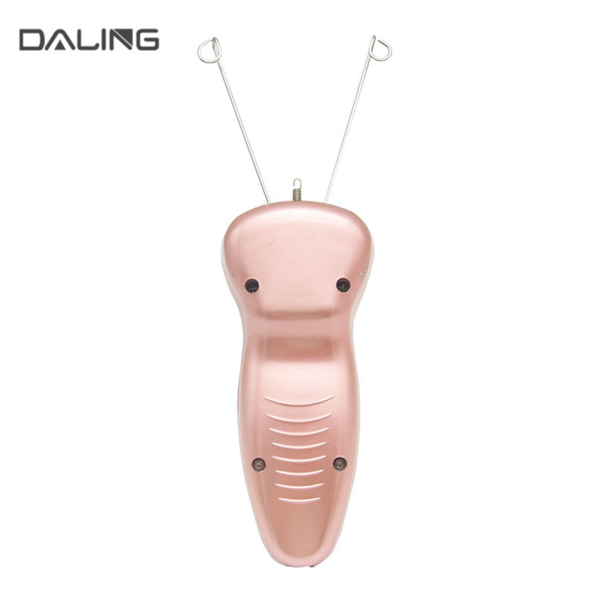 Ein roségoldener Epilierer mit zwei Metallfedern. Es ist ein Hand-Beauty-Gerät.