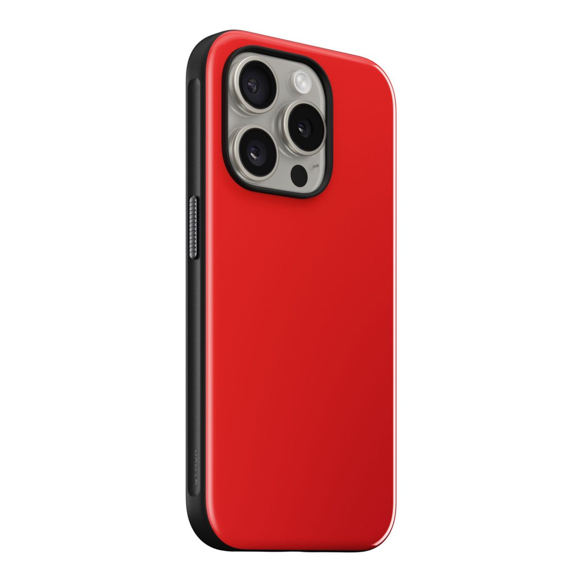Custodia per iPhone rossa con bordi neri.