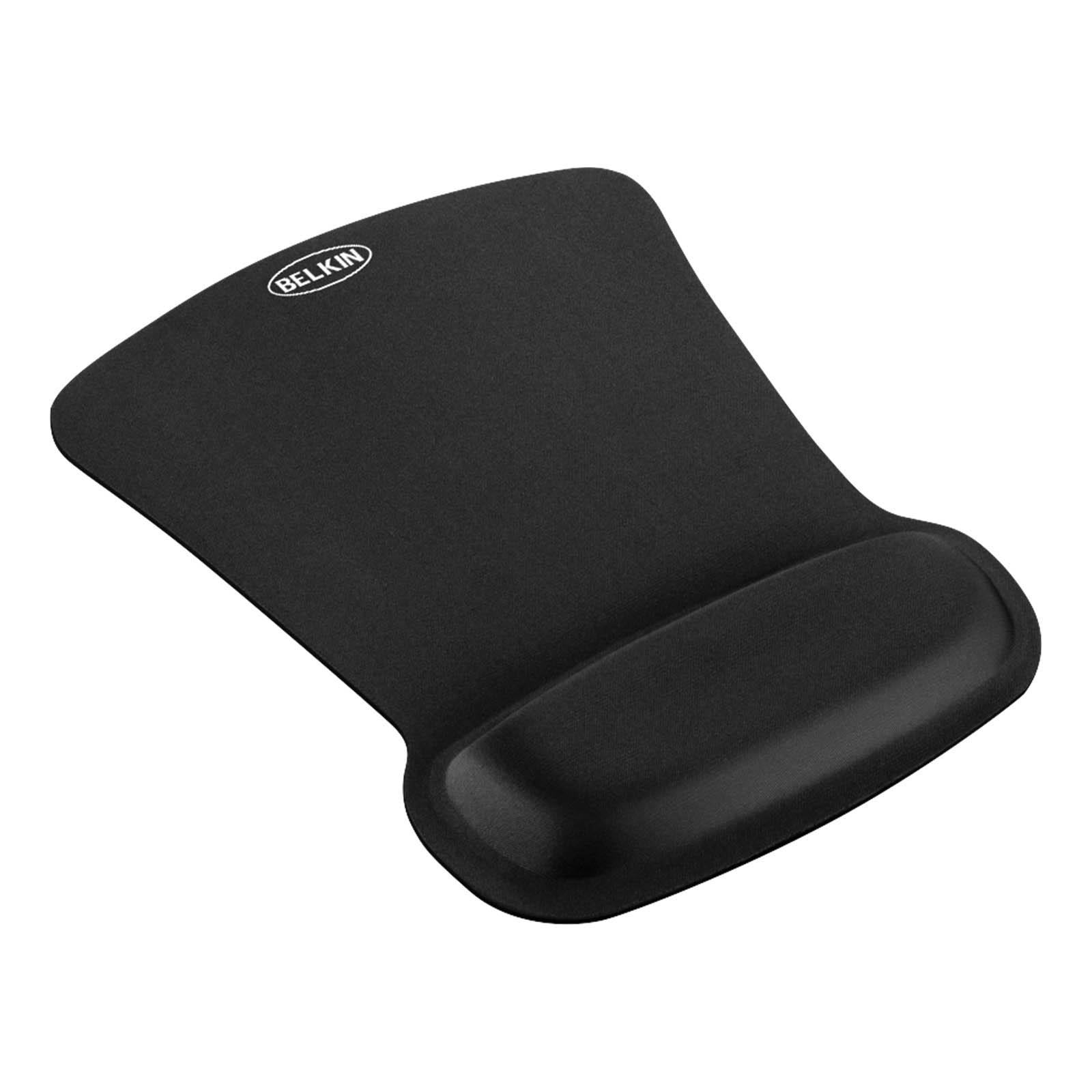 Schwarzes ergonomisches Mauspad mit Handgelenkstütze.