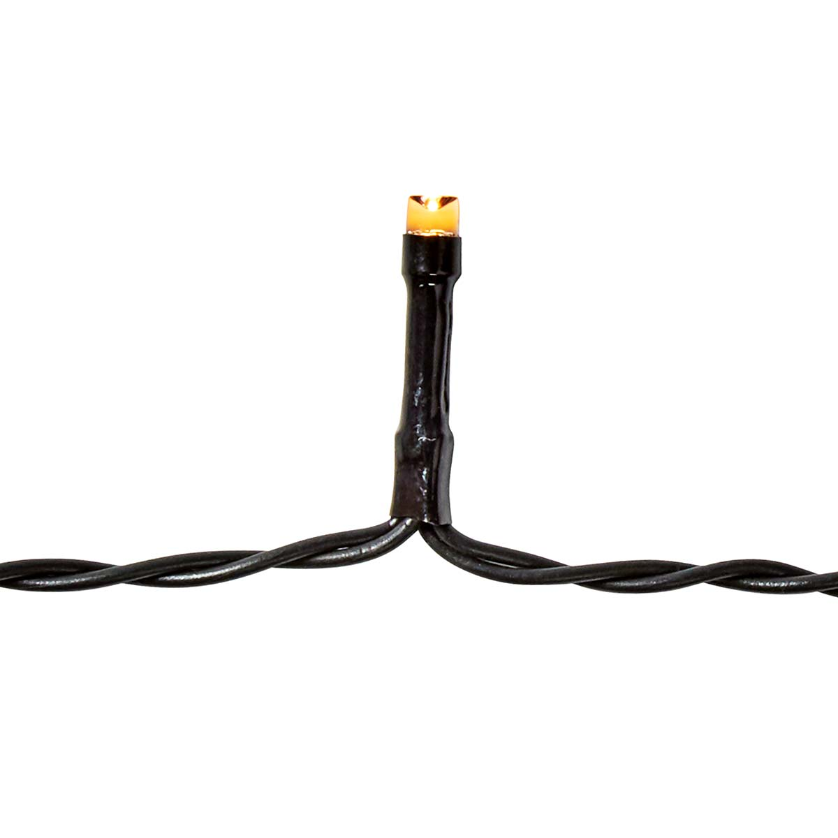 Een enkele LED-lamp, met een zwarte draad.