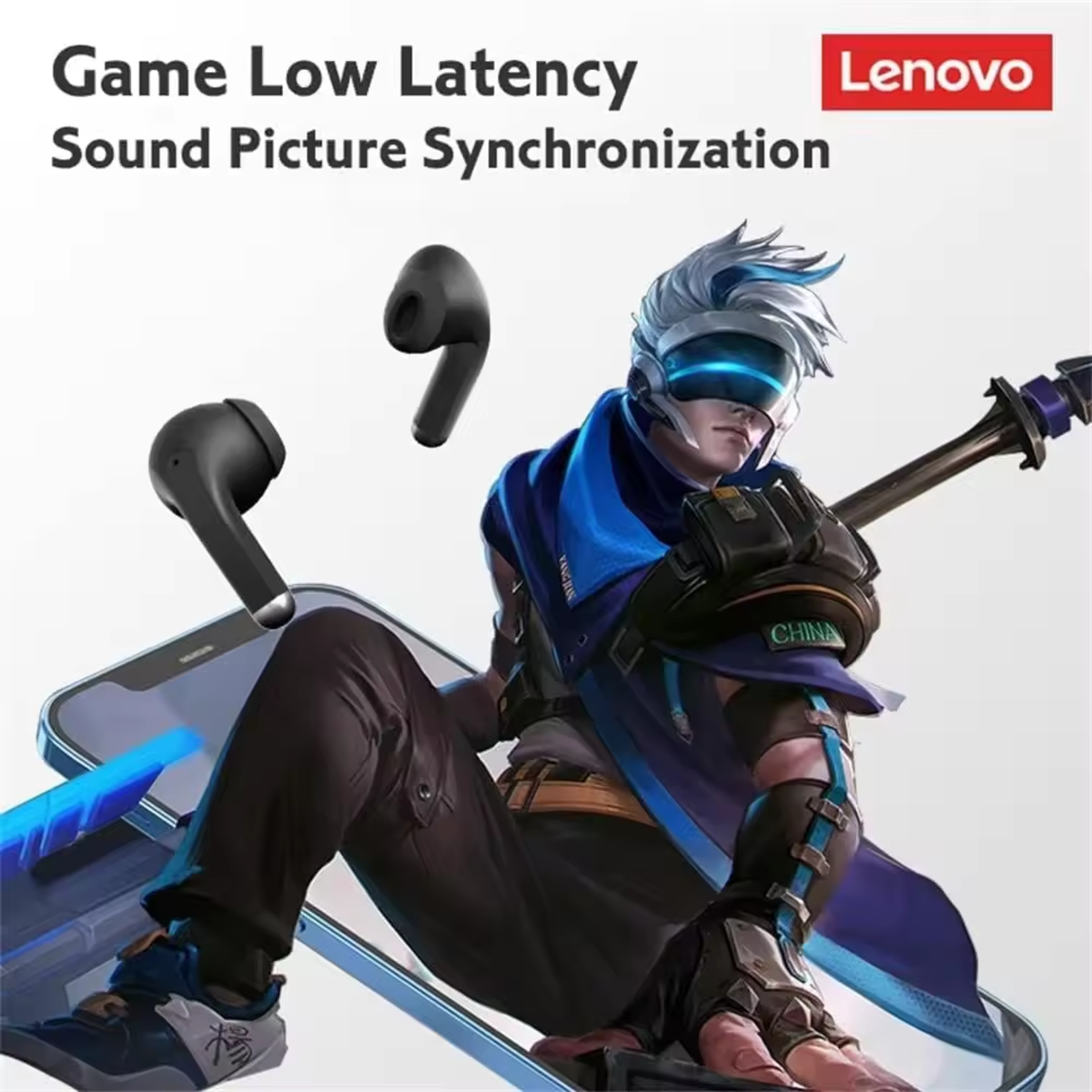 Lenovo oyun kurulumu. Kulaklık ve oyun grafiği olan bir telefon içeriyor.
