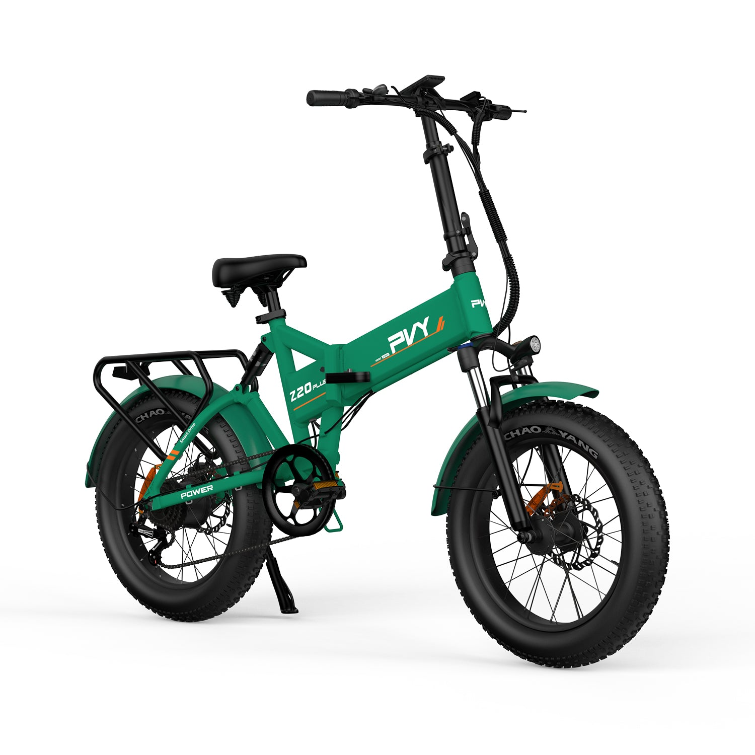 Bicicleta eléctrica verde. El fondo es blanco. La bicicleta es un modelo Z220 plus.