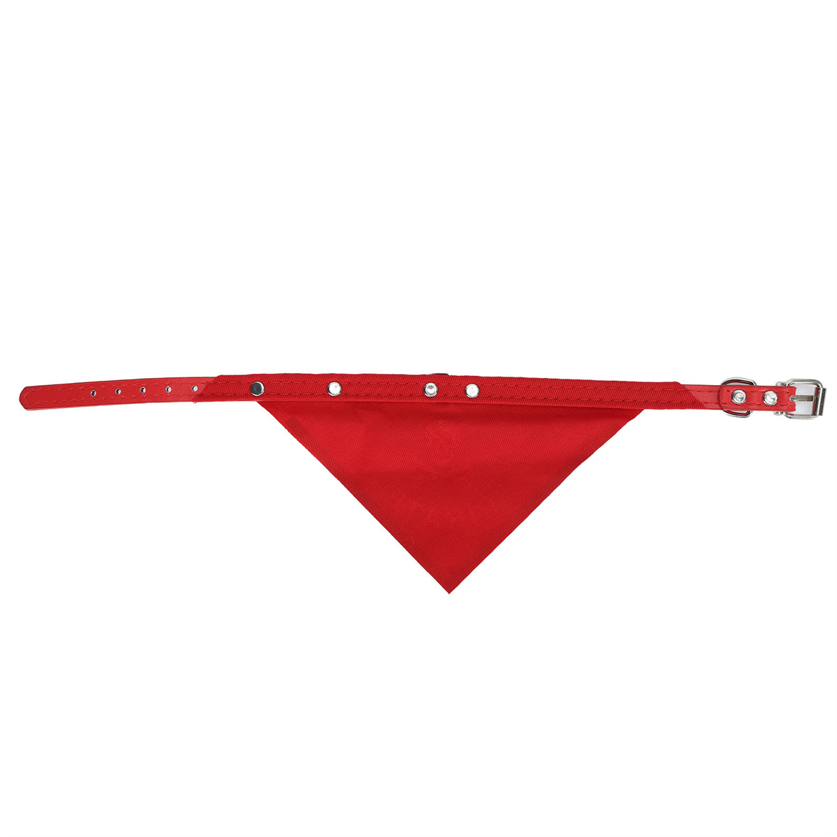 Rotes Hundehalsband mit Halstuch. Das Halsband hat eine Schnalle und Löcher zur Anpassung.