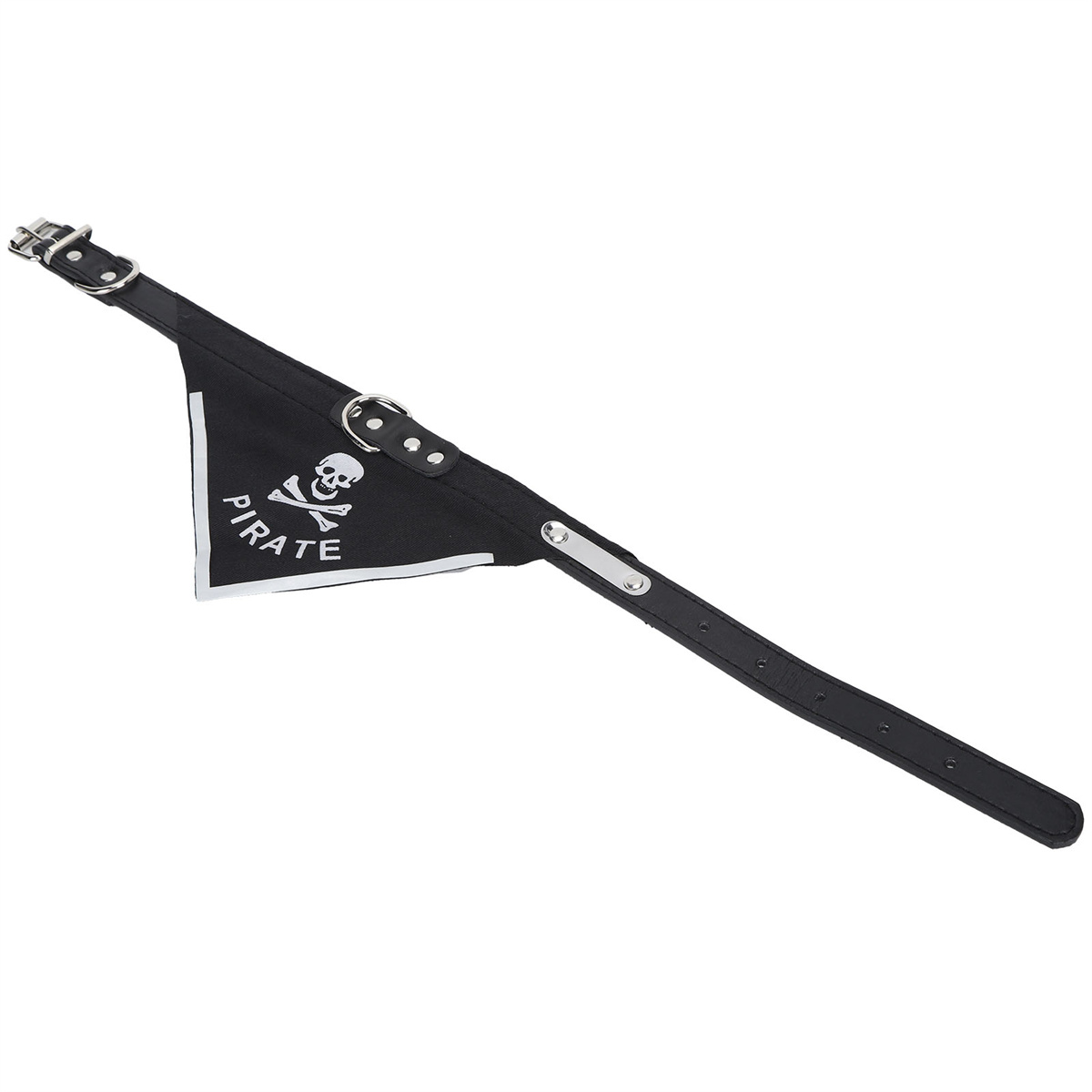Schwarzes Haustierhalsband mit Piraten-Design und Totenkopf.