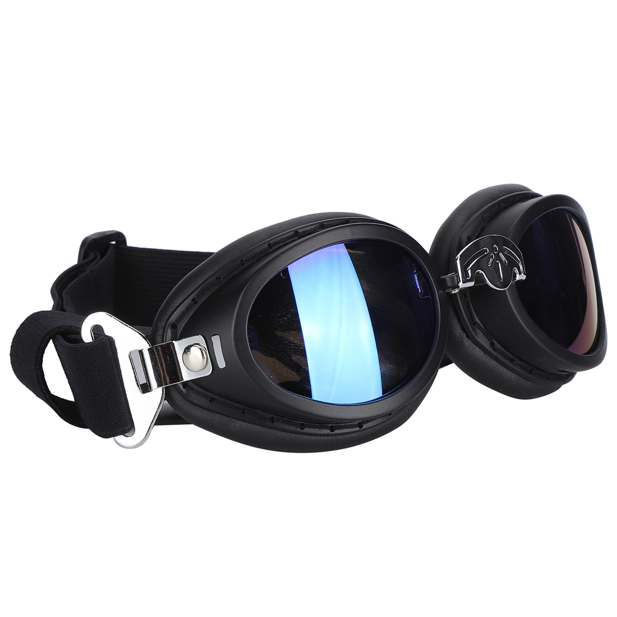 Schwarze Hundegläser mit blau getönten Gläsern.