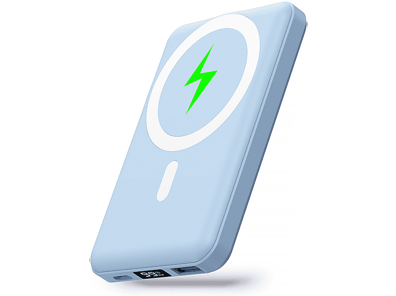 KINSI D007 Magnetisch/Kabellos/USB-C Powerbank 10000 mAh Blau