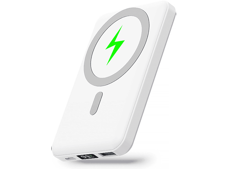KINSI D007 Magnetisch/Kabellos/USB-C Powerbank 10000 mAh Weiß