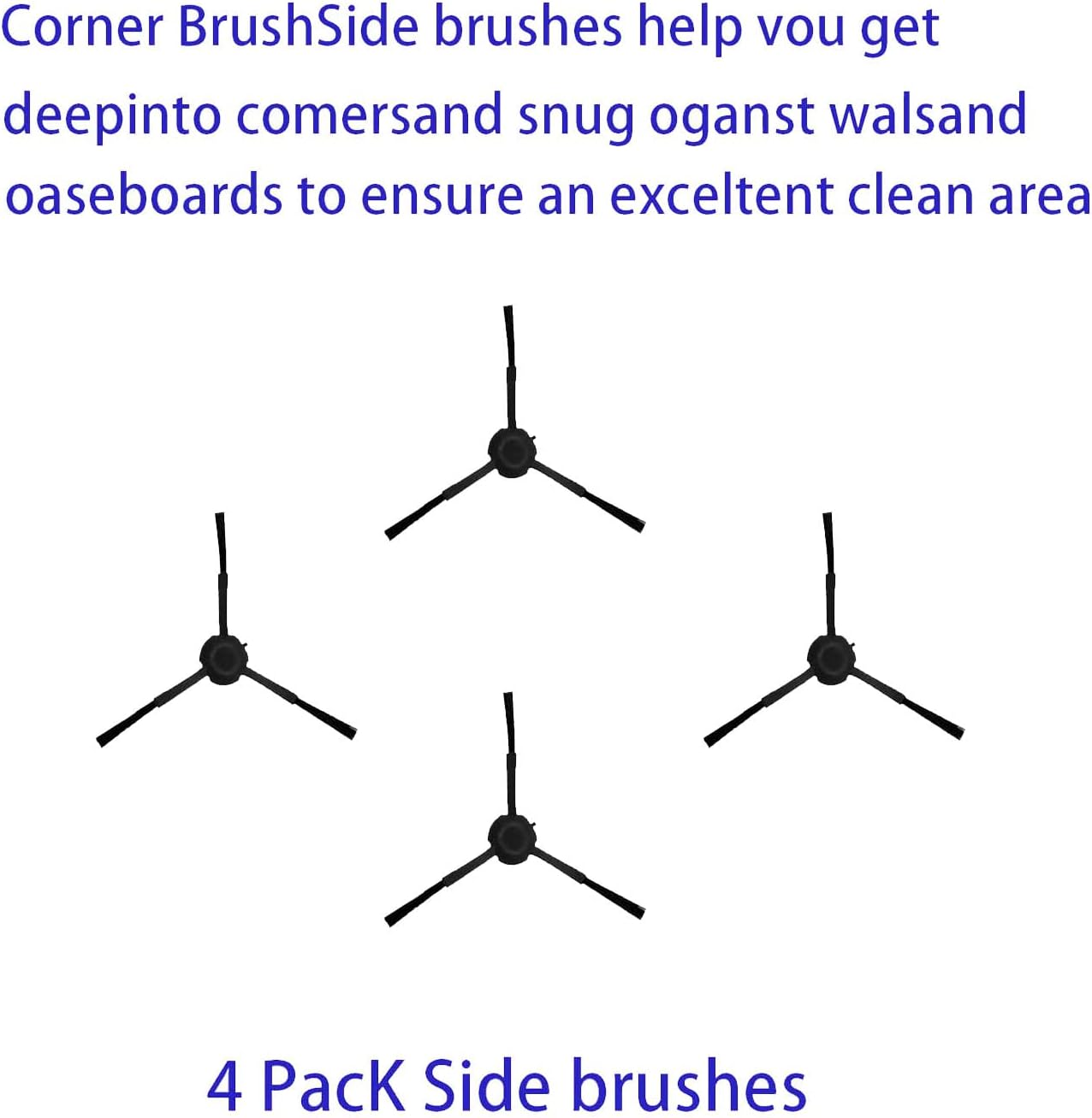 Obraz czterech czarnych obrotowych szczotek do robota sprzątającego.