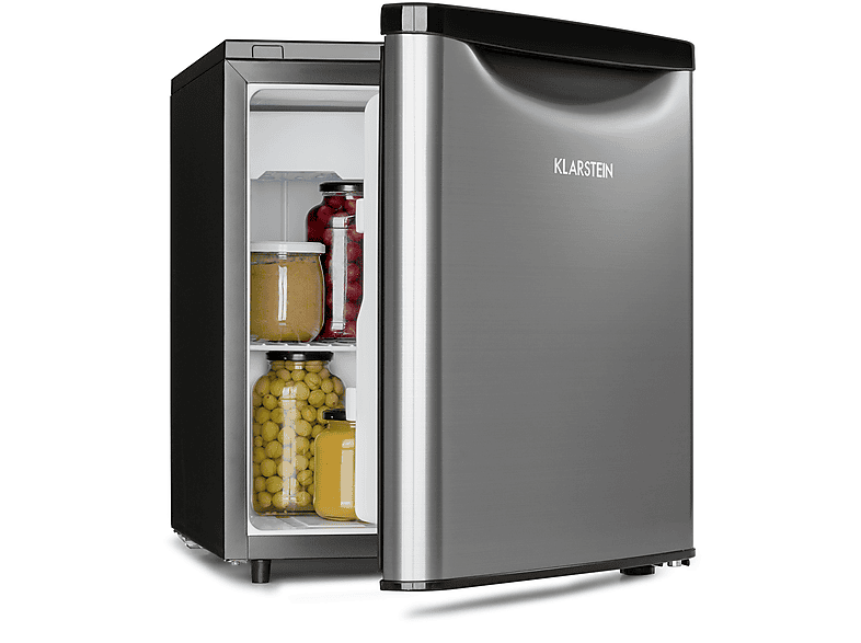 KLARSTEIN Yummy Kühlschrank (E, 51 cm hoch, Silber-Metallic)