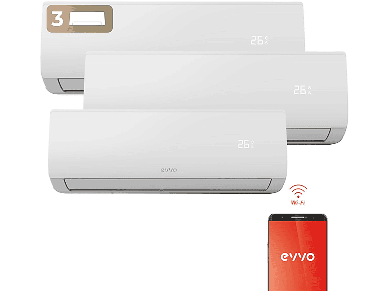 Split 3x1 - EVVO EVVO Clima WIFI 3x1 30.000 BTU (9.000 + 9.000+ 12.000)