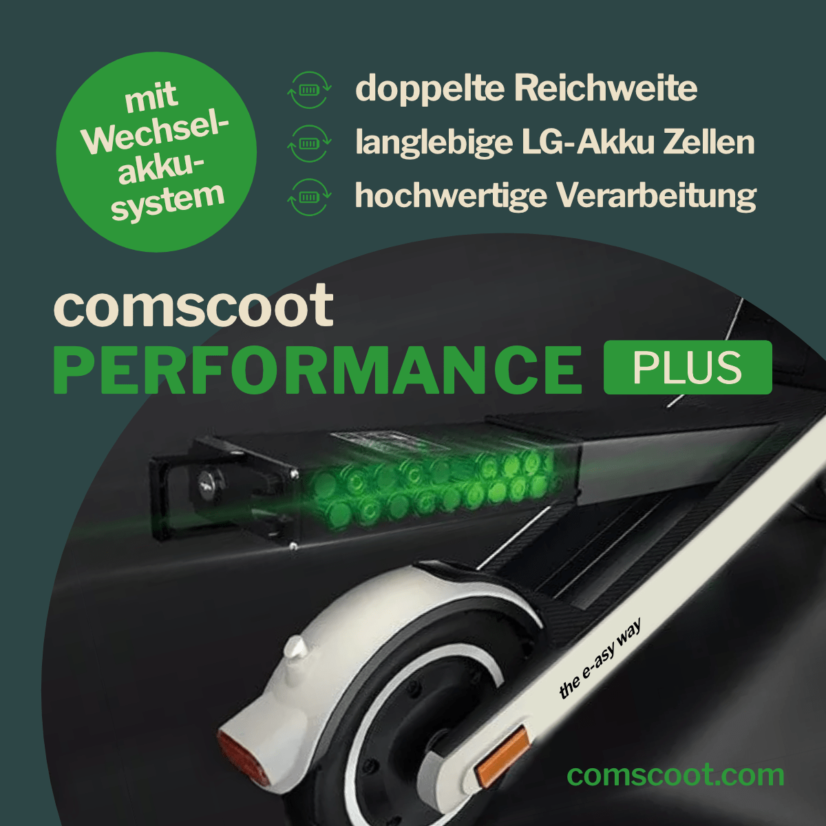 Ein Roller mit Text auf der Seite, mit den Worten 