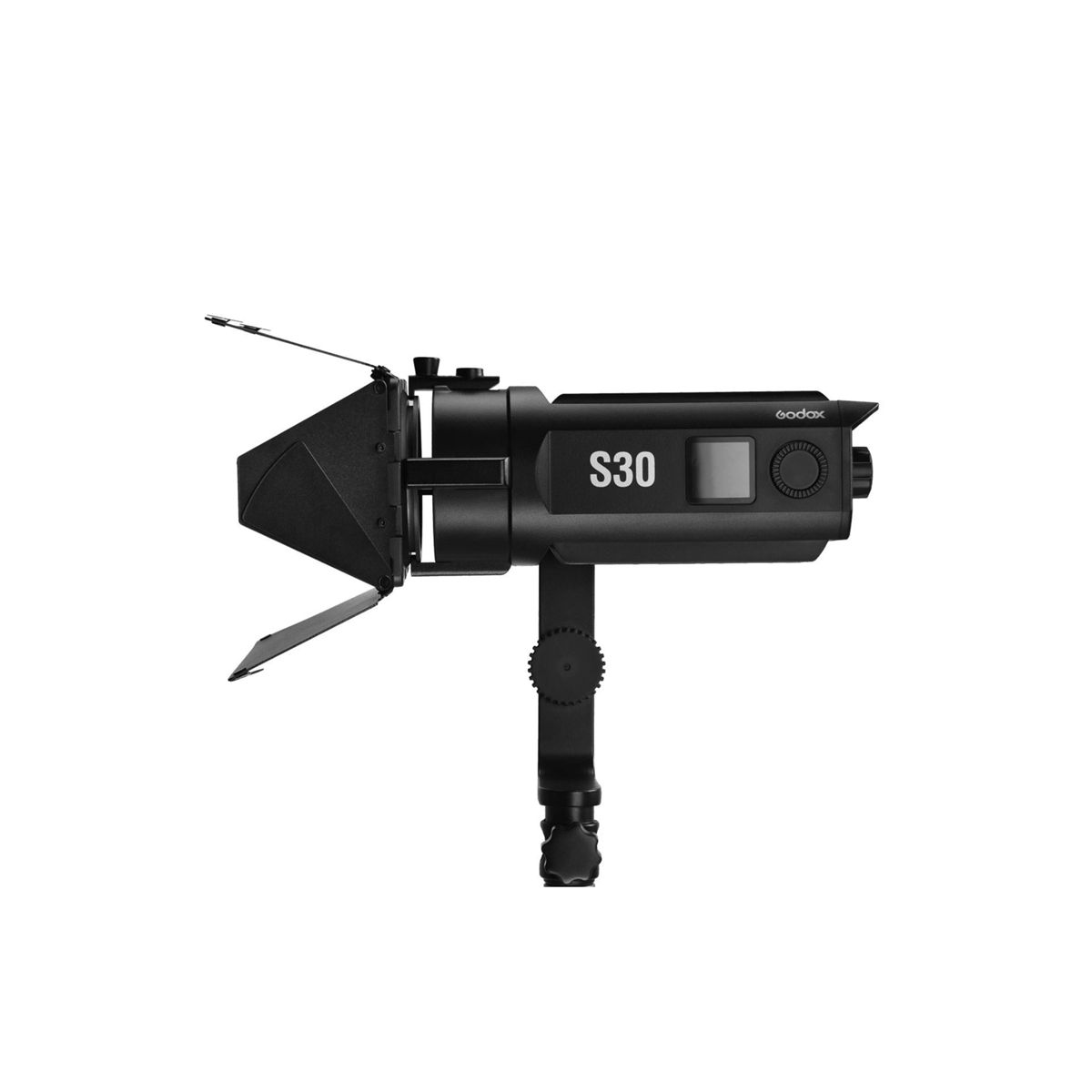 Schwarzes LED-Licht mit einer Torblende.