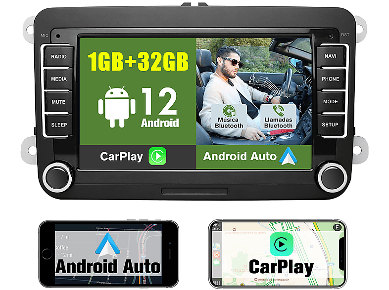 Autorradio  - 2 DIN para VW CARPLAY JUNSUN