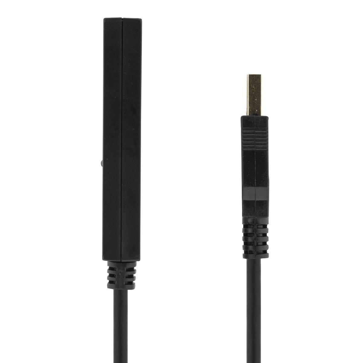 Cavo nero con connettore USB-C e USB. Il connettore USB è una porta maschio.