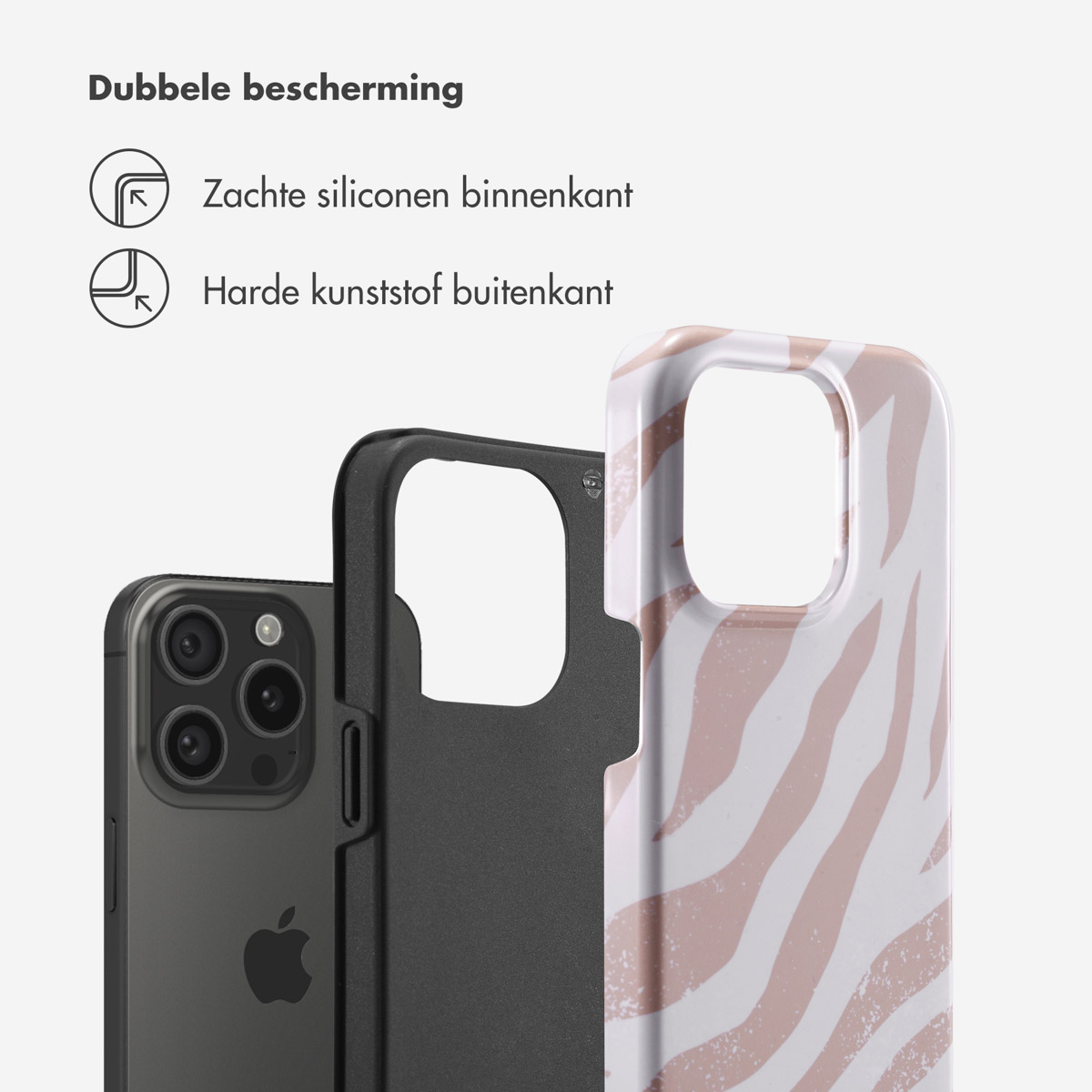 Téléphone avec composants d'étui, montrant l'intérieur, motif rose et blanc.