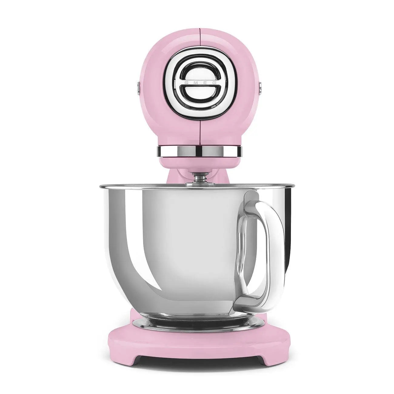 Beyaz zemin üzerinde pembe bir mikser.