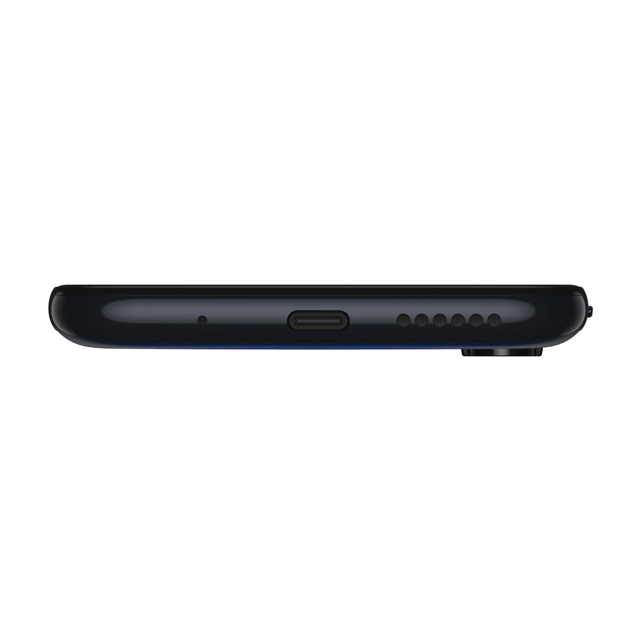 Unterkante des Telefons. Enthält USB-C-Anschluss, Mikrofonloch und Lautsprecher.