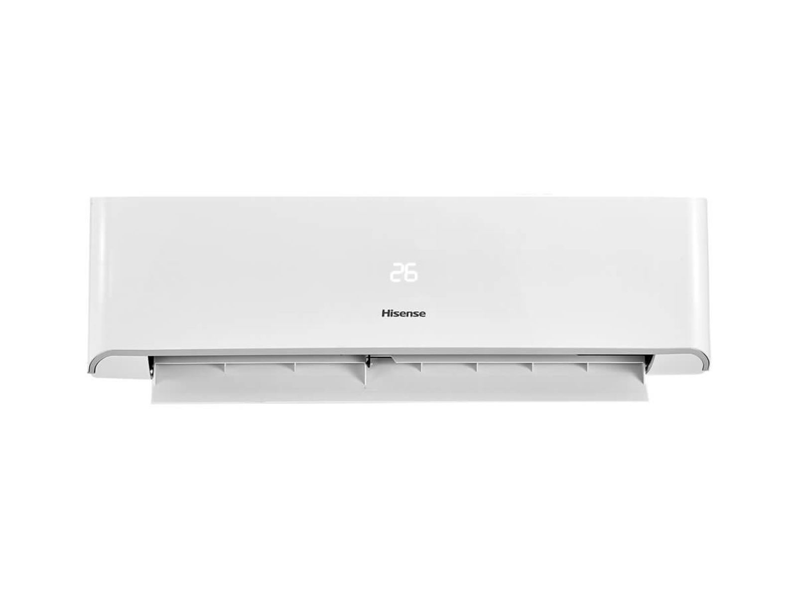 Aire acondicionado Hisense blanco. Muestra el número 26. El fondo es blanco.