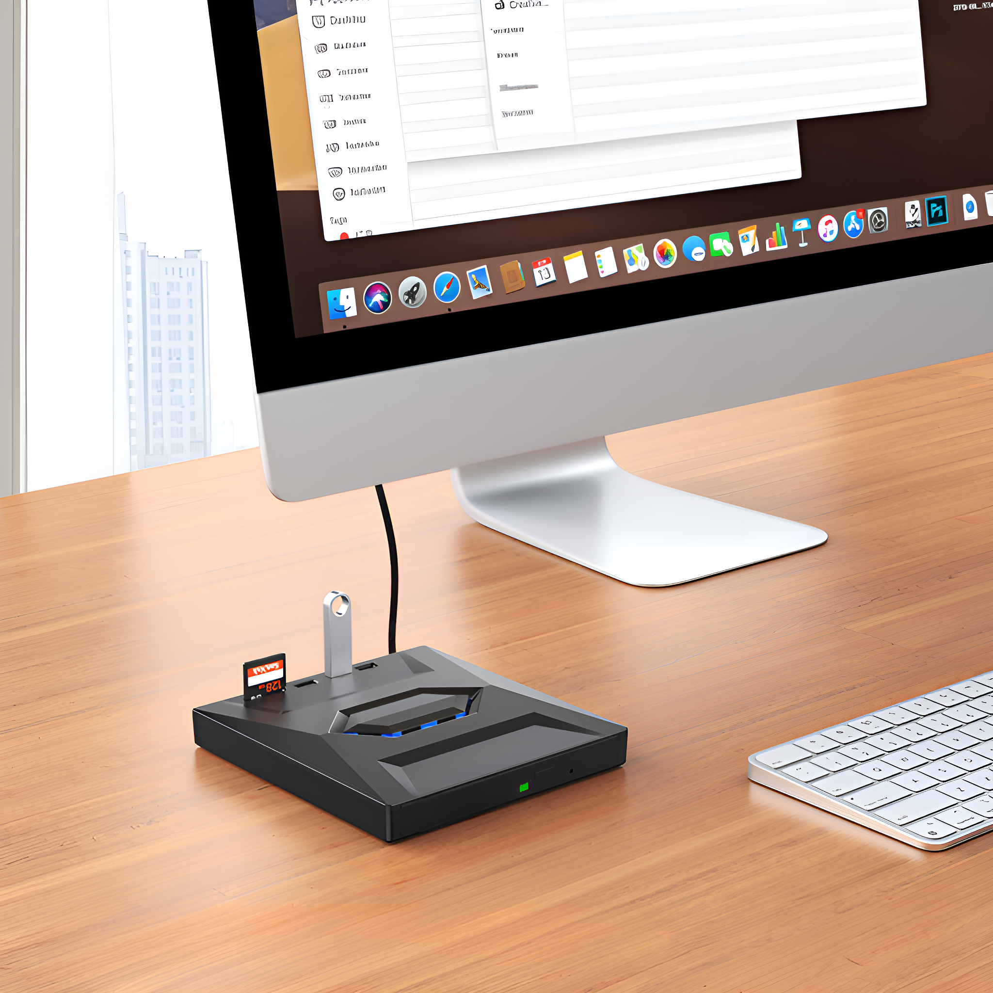DEBUY USB 3.0 Typ-C 7-in-1 Hub SD/TF extern CD-Player