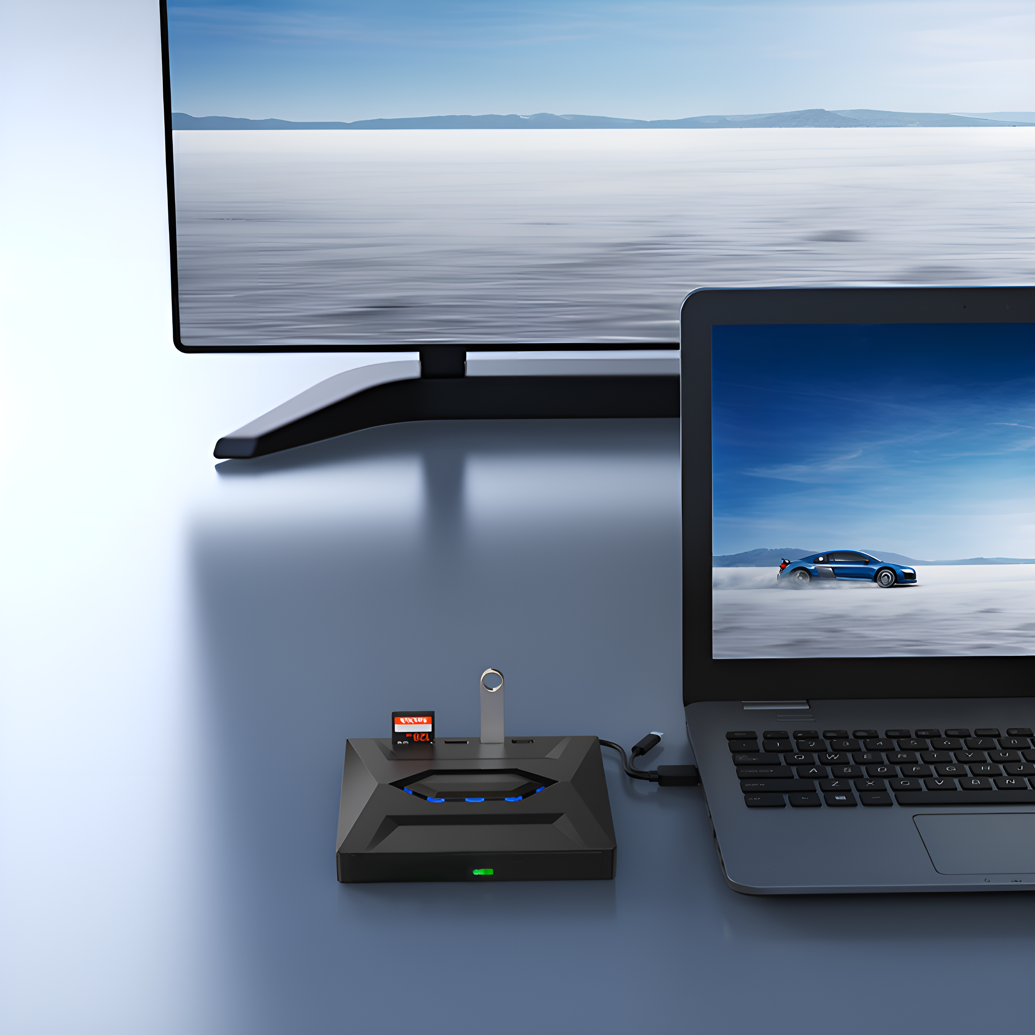DEBUY USB 3.0 Typ-C 7-in-1 Hub SD/TF extern CD-Player