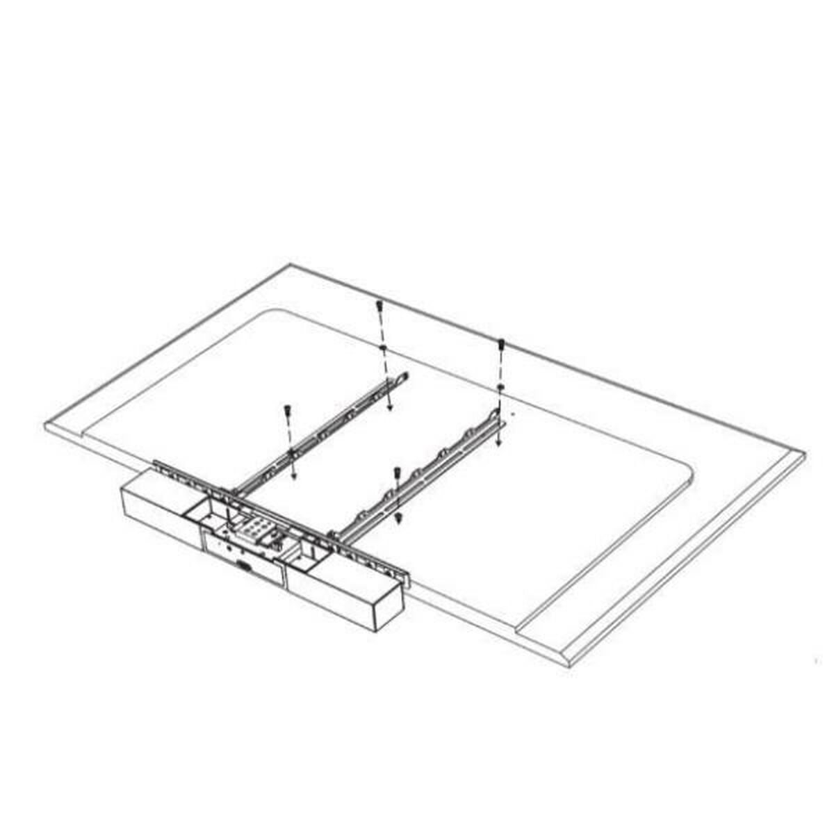 Diagramm, das die Montage einer TV-Halterung zeigt.