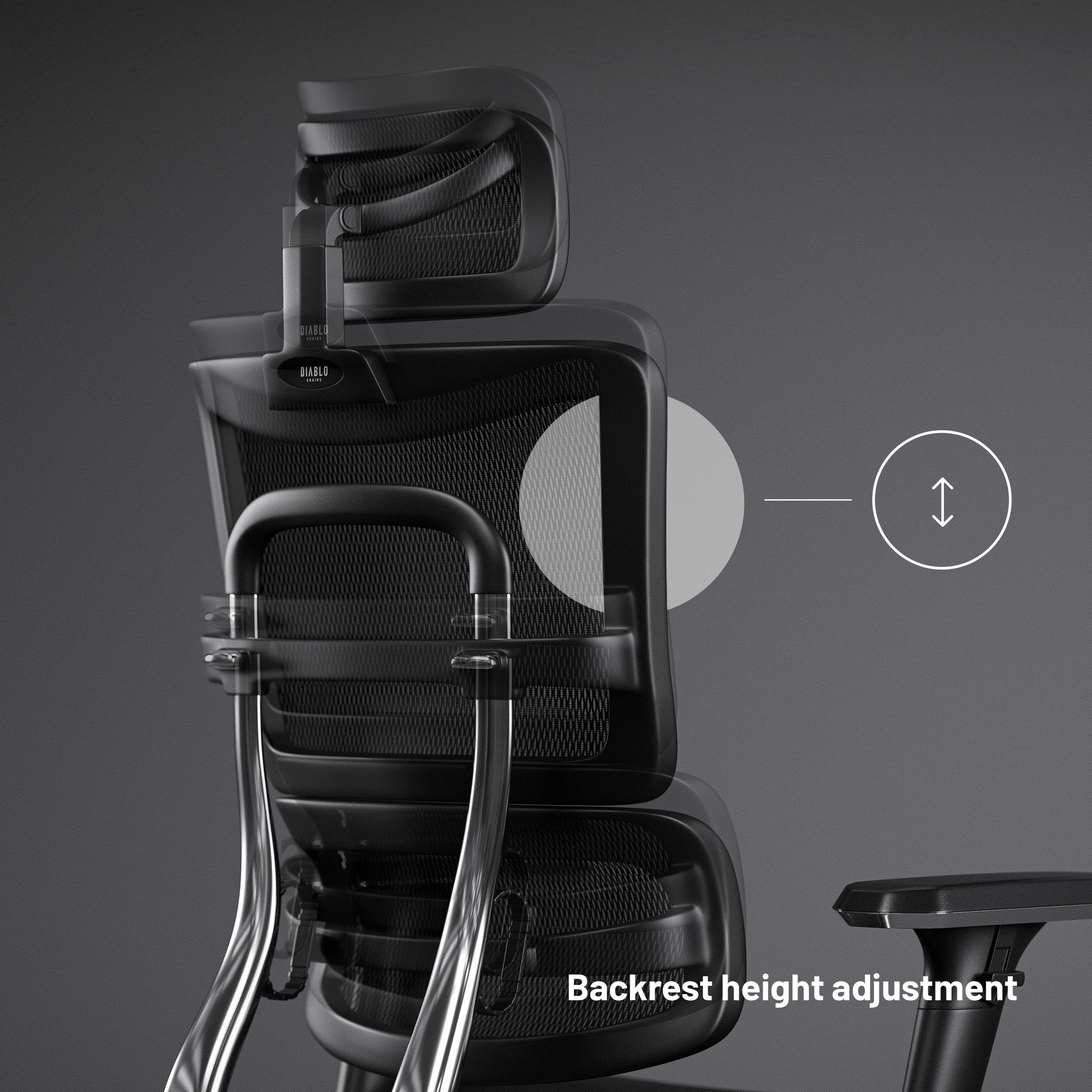 Czarne krzesło biurowe z regulowanym oparciem. Wysokość oparcia można regulować.