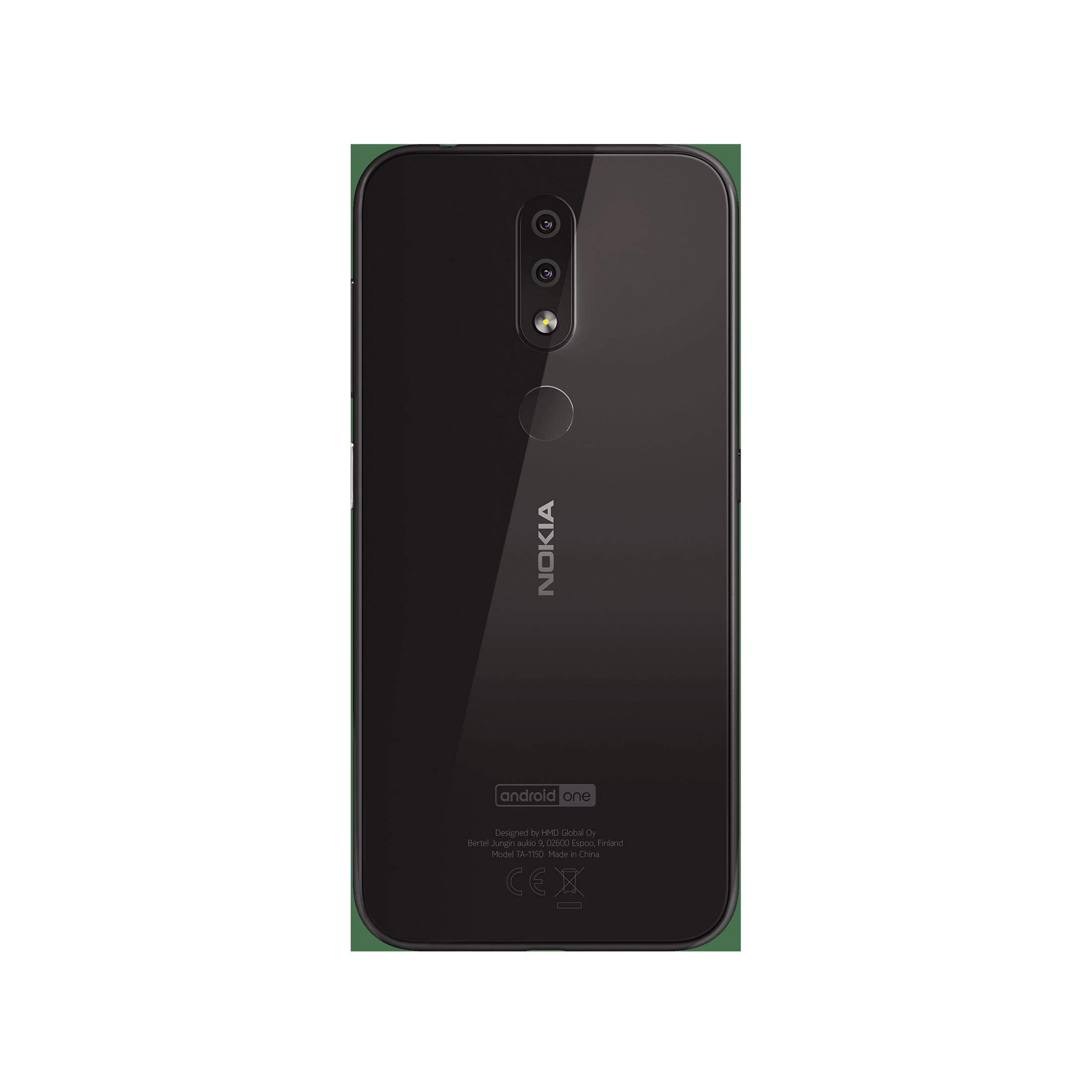 Schwarzes Nokia-Smartphone, Rückansicht, mit Dreifachkamera und 'Nokia' und 'Android One'.
