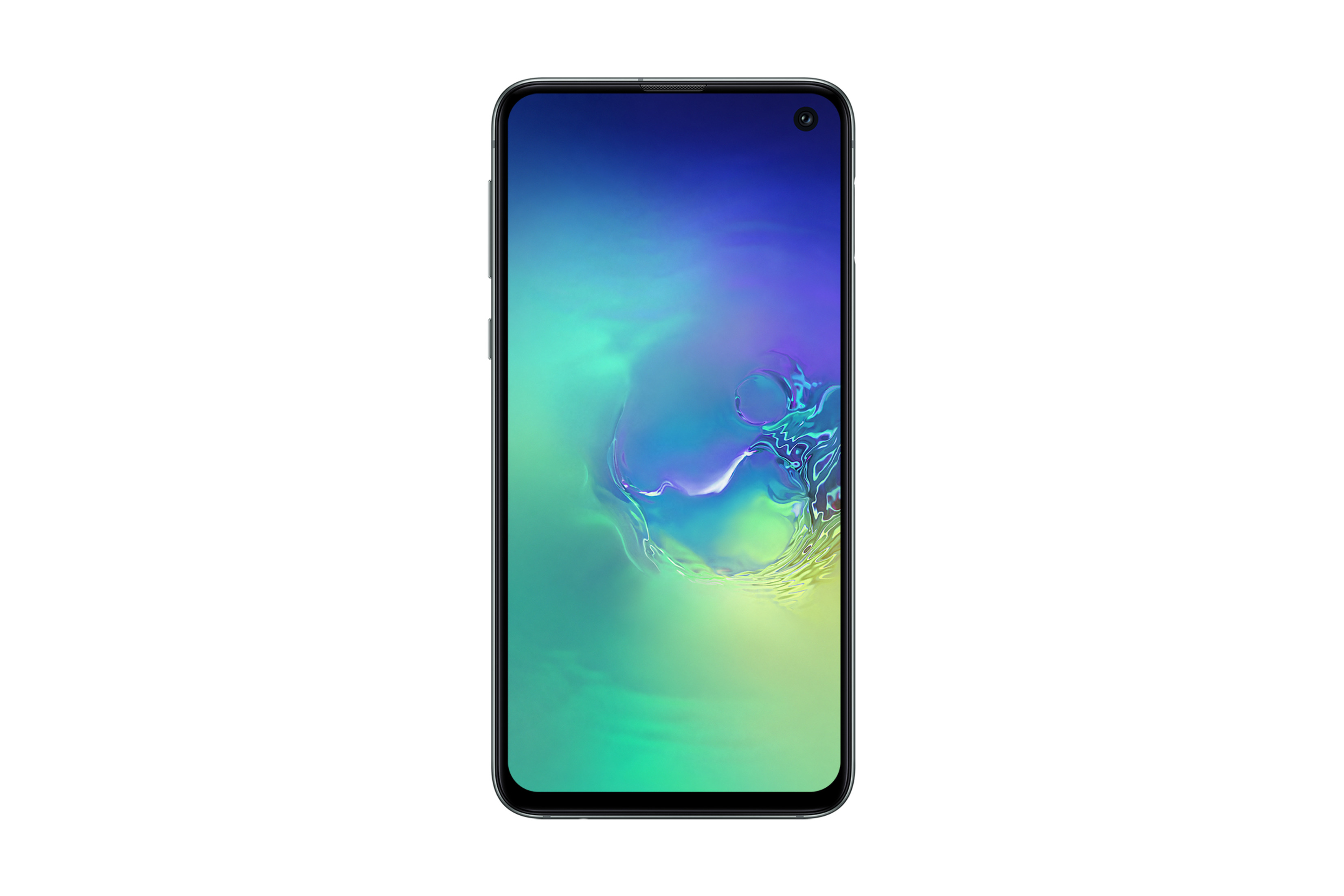 Ein schwarzes Smartphone mit farbenfrohem Display.