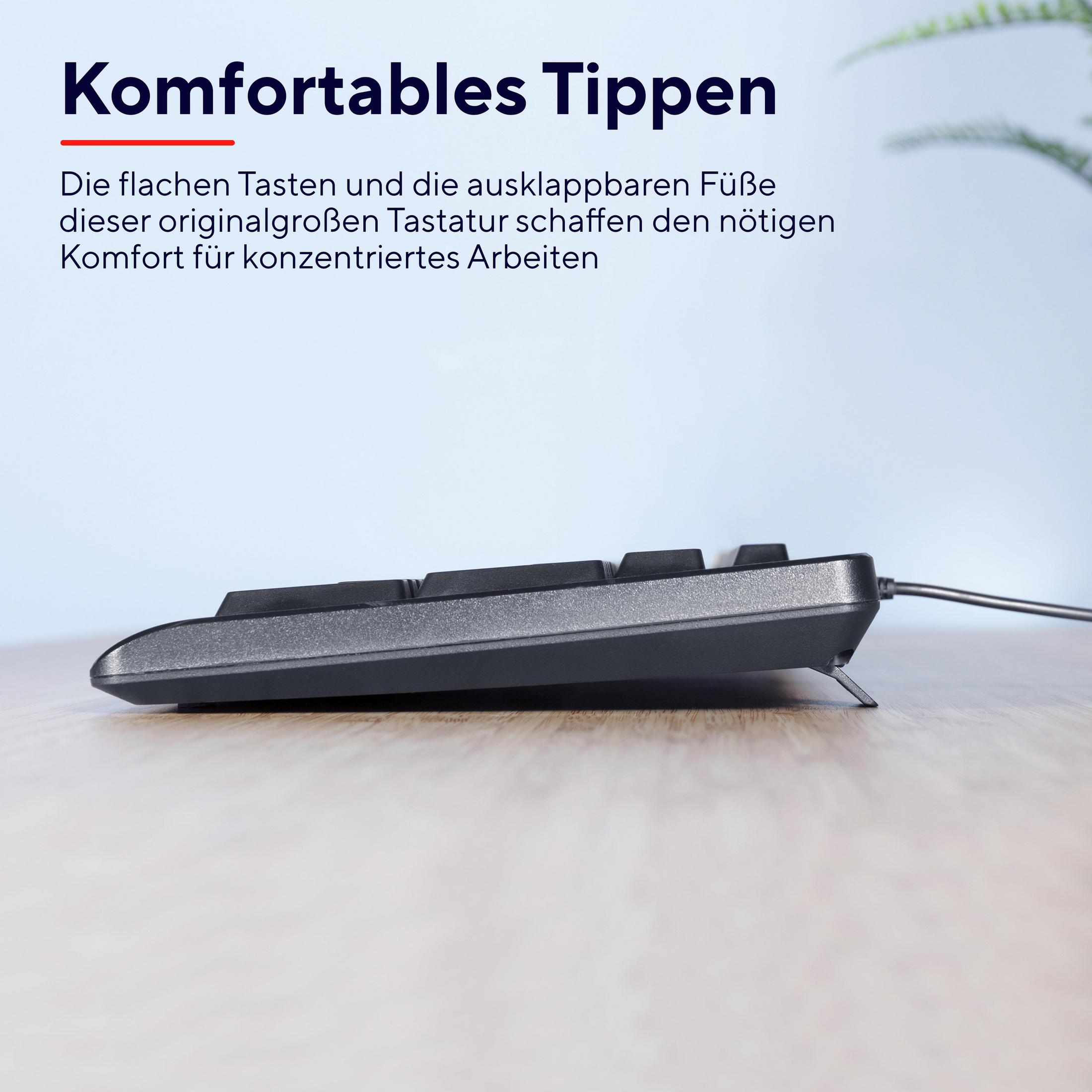 Widok z boku klawiatury. Klawiatura jest czarna.