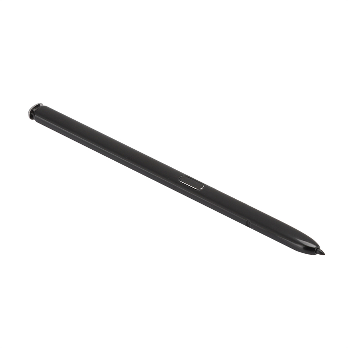 Schwarzer Eingabestift auf weißem Hintergrund, leicht angewinkelt.