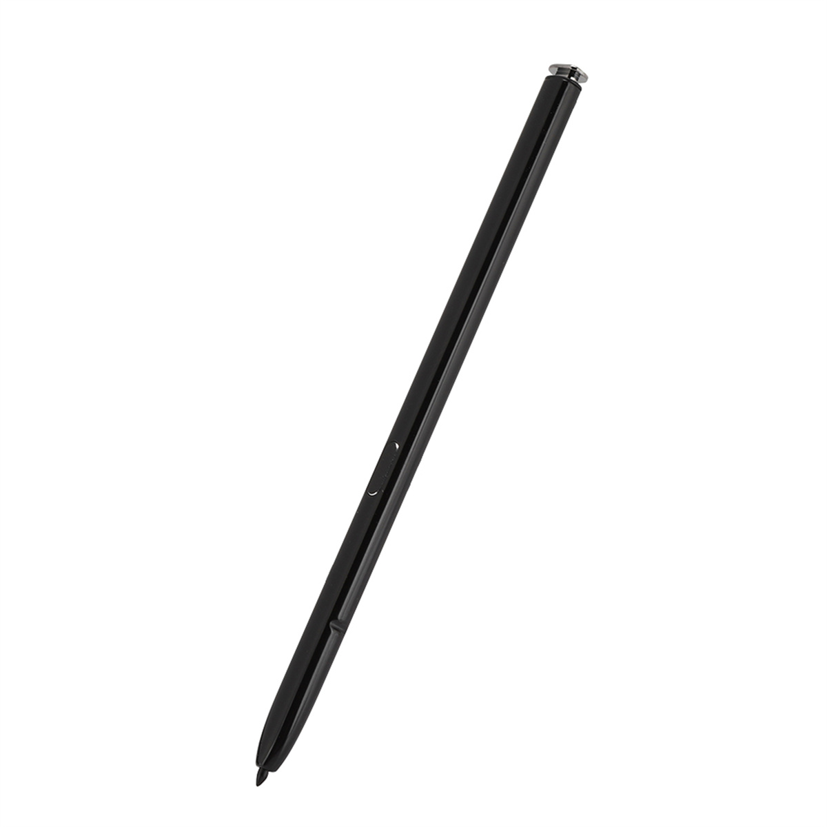 Schlanker, schwarzer Eingabestift, schräg vor weißem Hintergrund, für die digitale Nutzung.