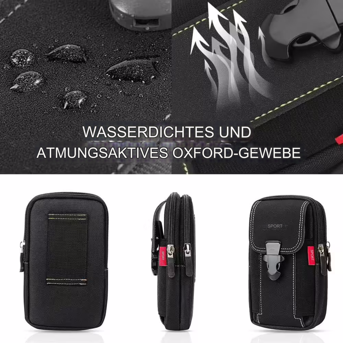 Offene schwarze Tablet-Hülle mit Kartenfächern und einem Tablet. Die Hülle ist schwarz.