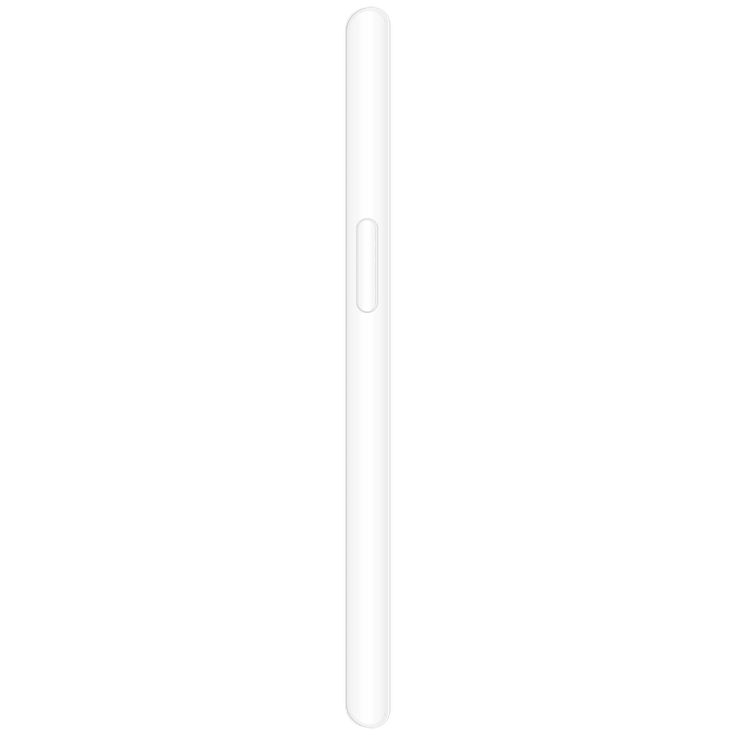 Ein dünnes, weißes Telefon von der Seite gesehen, schwarzer Hintergrund.