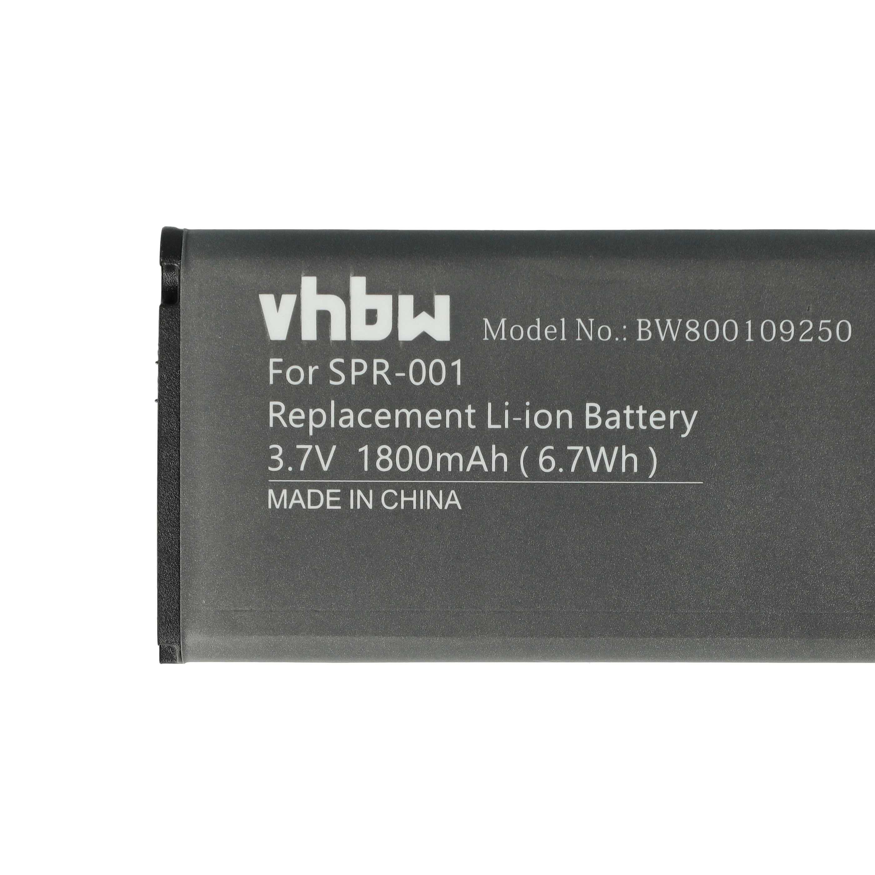 Akku mit Text: vhbw, Für SPR-001, Ersatz-Li-Ionen-Akku, 3,7 V 1800 mAh, Made in China.