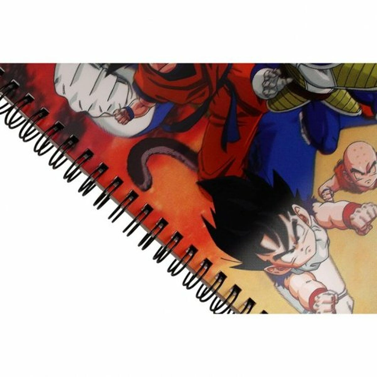 Ein Spiralnotizbuch mit Dragon Ball Z-Charakteren. Das Cover ist farbenfroh und detailliert.