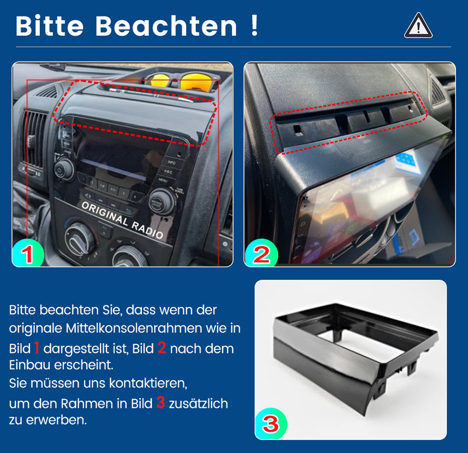 Bild mit Textanweisungen, das Dashboard-Details zeigt. Schwarz-Weiß-Bild und schwarzer Rahmen.