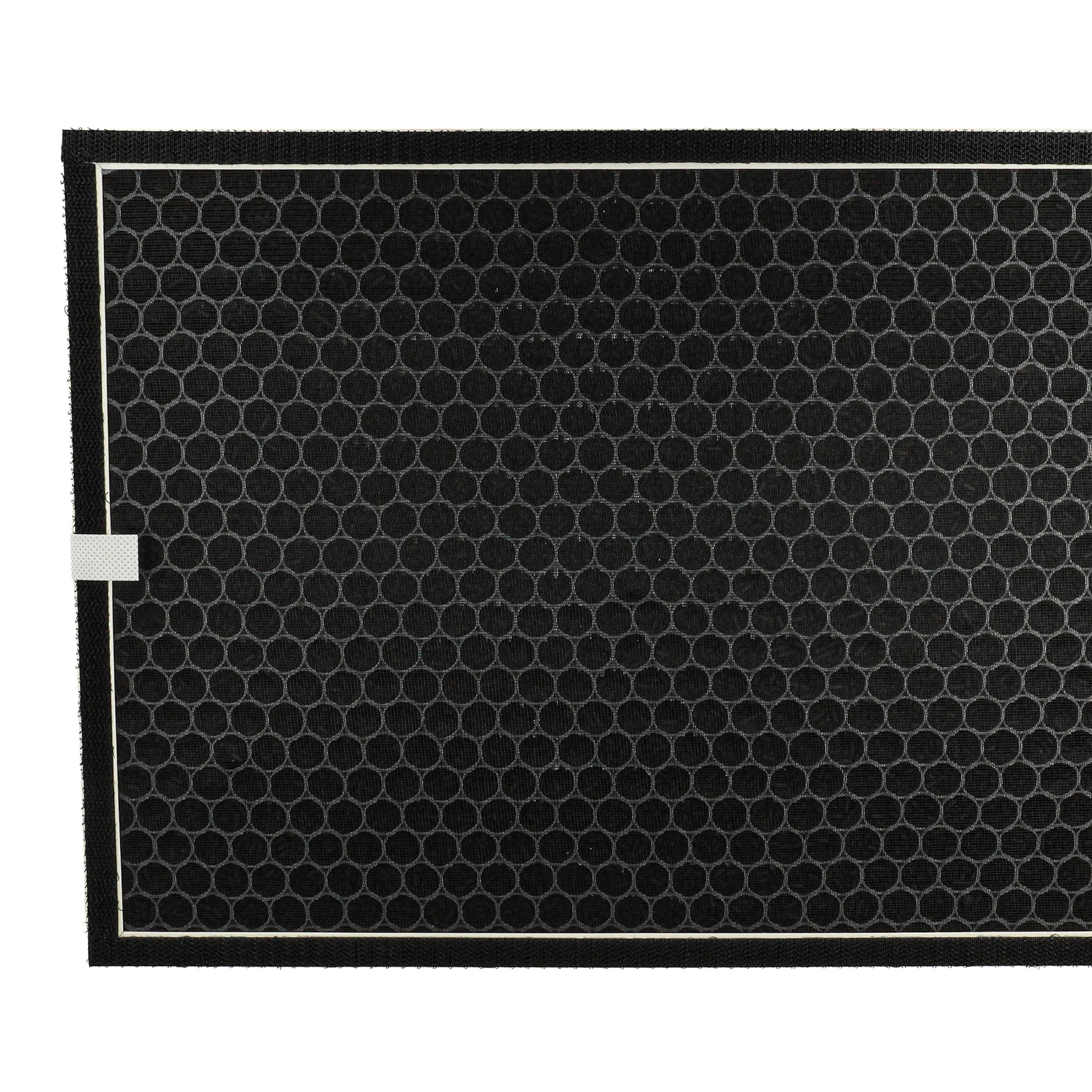 Schwarzer Filter mit Wabenmuster. Weißer Rahmenrand. Schwarzer Hintergrund.