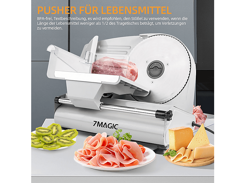 7MAGIC Edelstahl Brotschneidemaschine Allesschneider